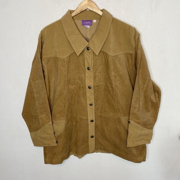 New Suzanne Somers Corduroy Jacket Snap Front Shacket With Pockets Women’s Large - Picture 1 of 10
